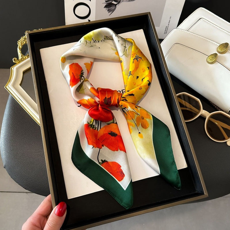 2026 Model 70 Silk-Like Collection Small Square Scarf, High-End Thin Scarf for Spring and Summer Sun Protection, Wholesale from Manufacturer